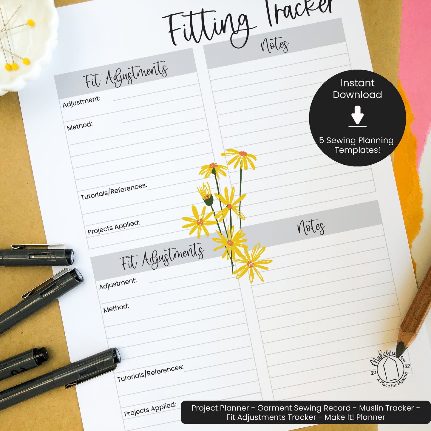 Printable Sewing Planner Bundle for DIY Clothing