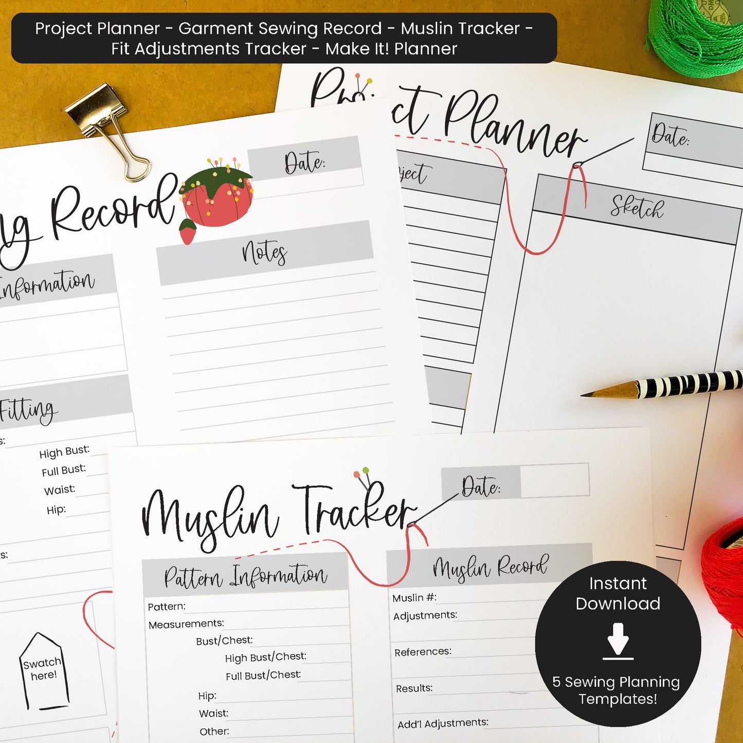 Printable Sewing Planner Bundle for DIY Clothing