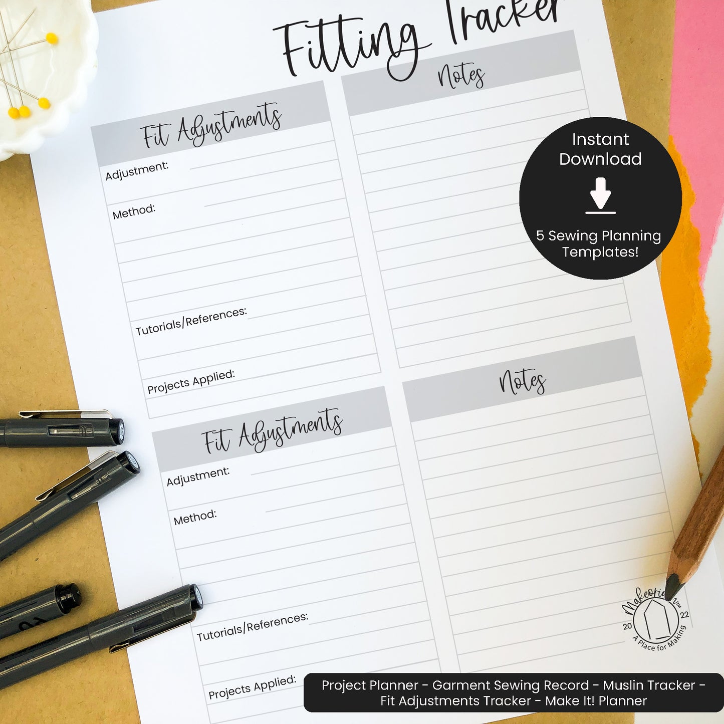 Printable Sewing Planner Bundle for DIY Clothing