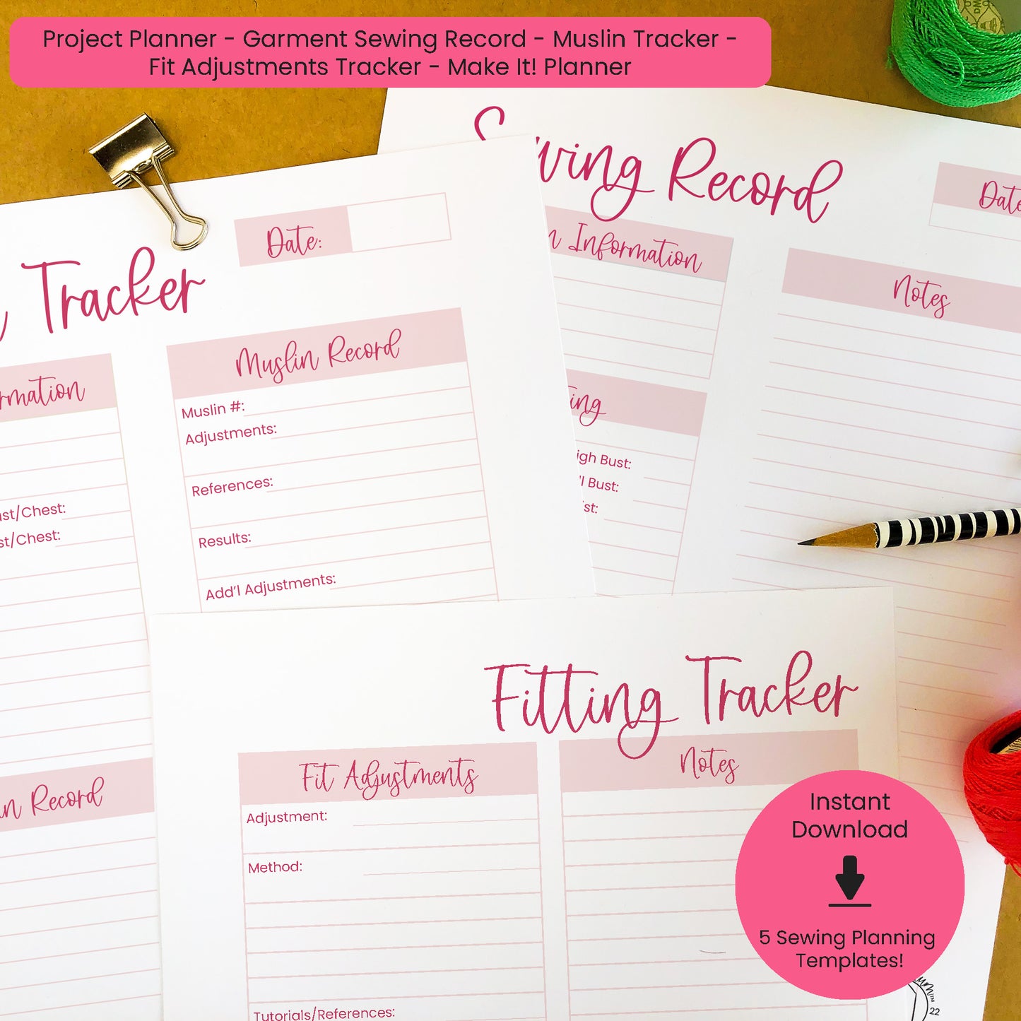 Printable Sewing Planner Bundle for DIY Clothing