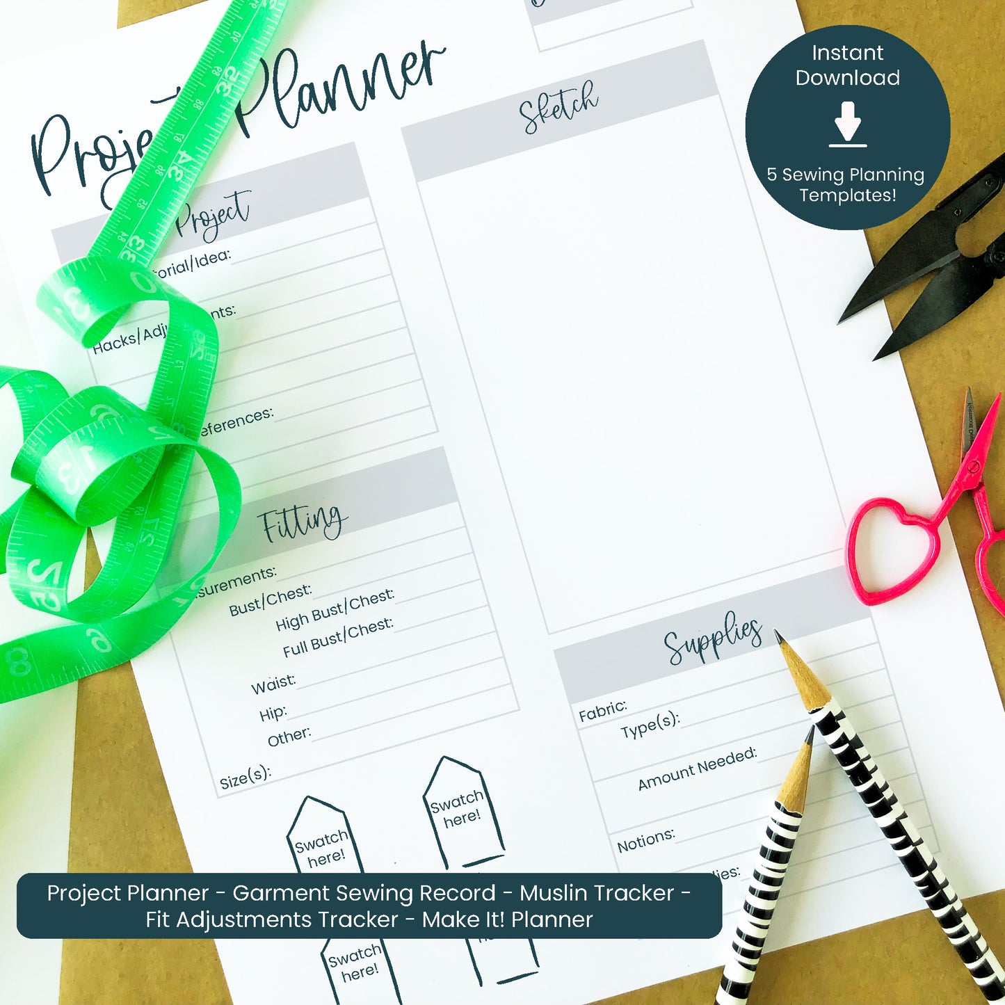 Printable Sewing Planner Bundle for DIY Clothing