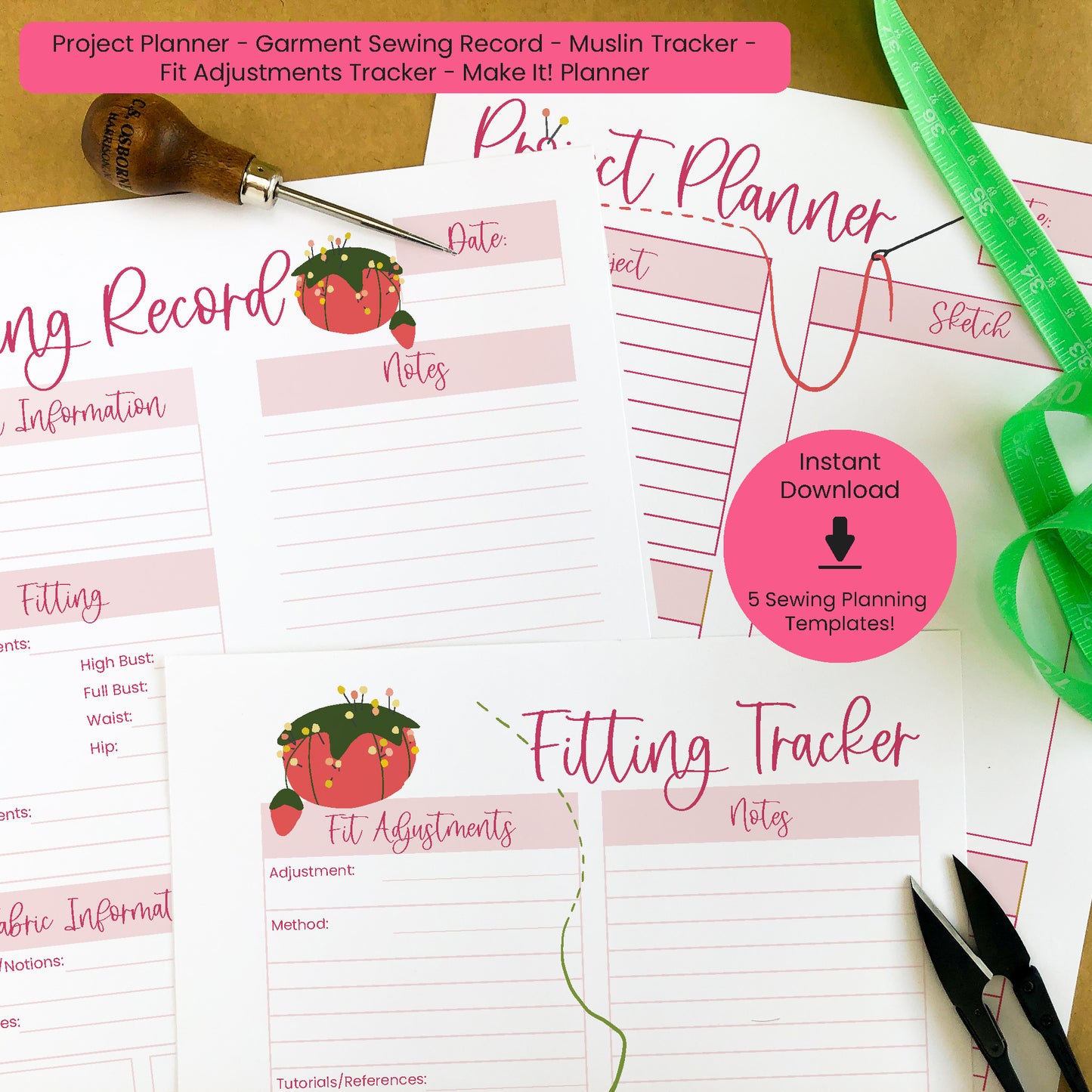 Printable Sewing Planner Bundle for DIY Clothing