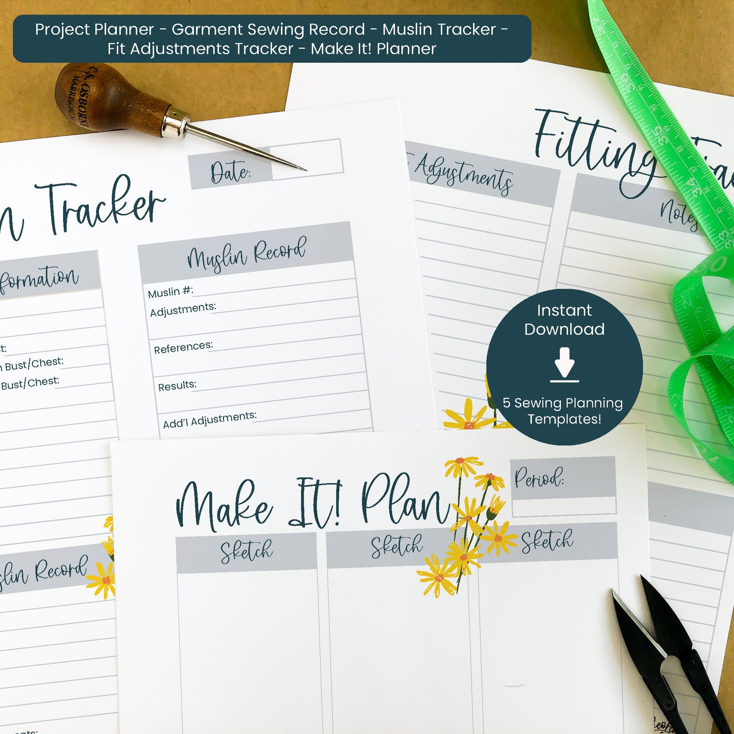 Printable Sewing Planner Bundle for DIY Clothing