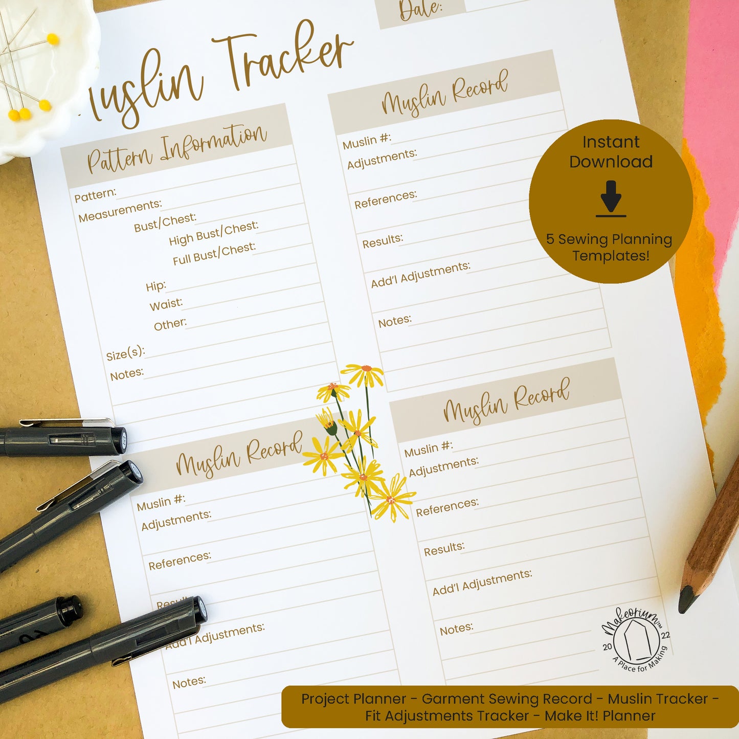 Printable Sewing Planner Bundle for DIY Clothing