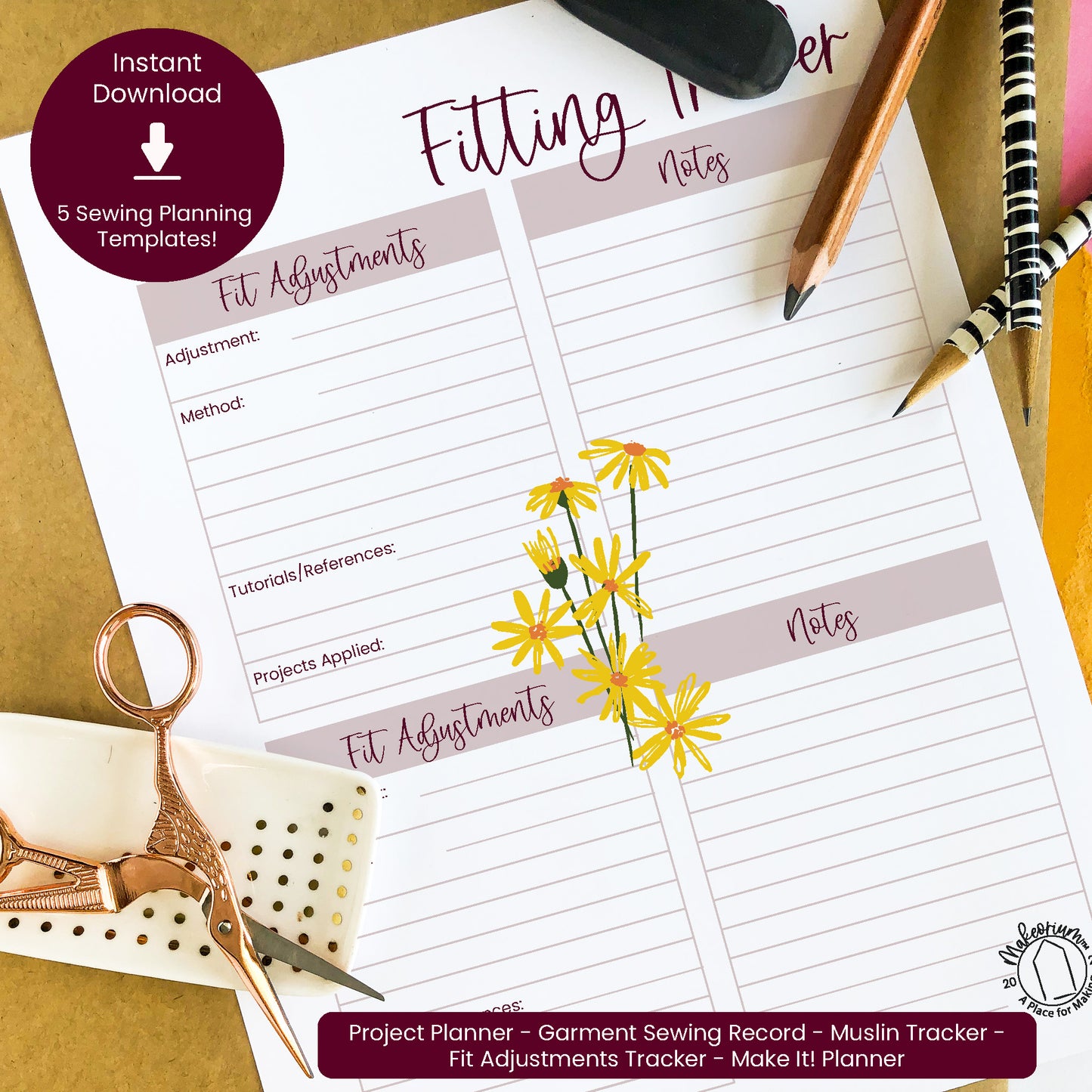 Printable Sewing Planner Bundle for DIY Clothing