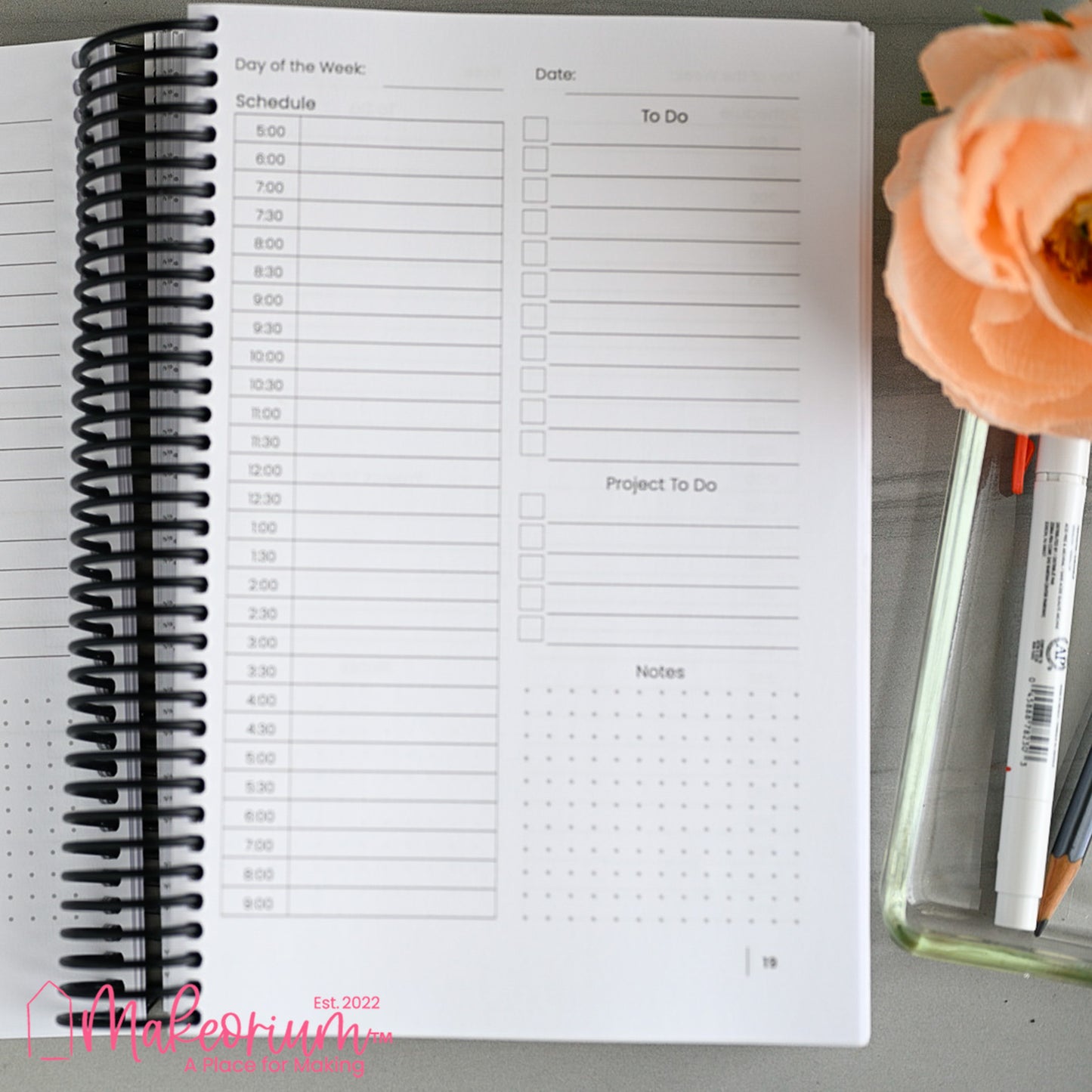 Undated Daily Planner + Dot Grid Journal